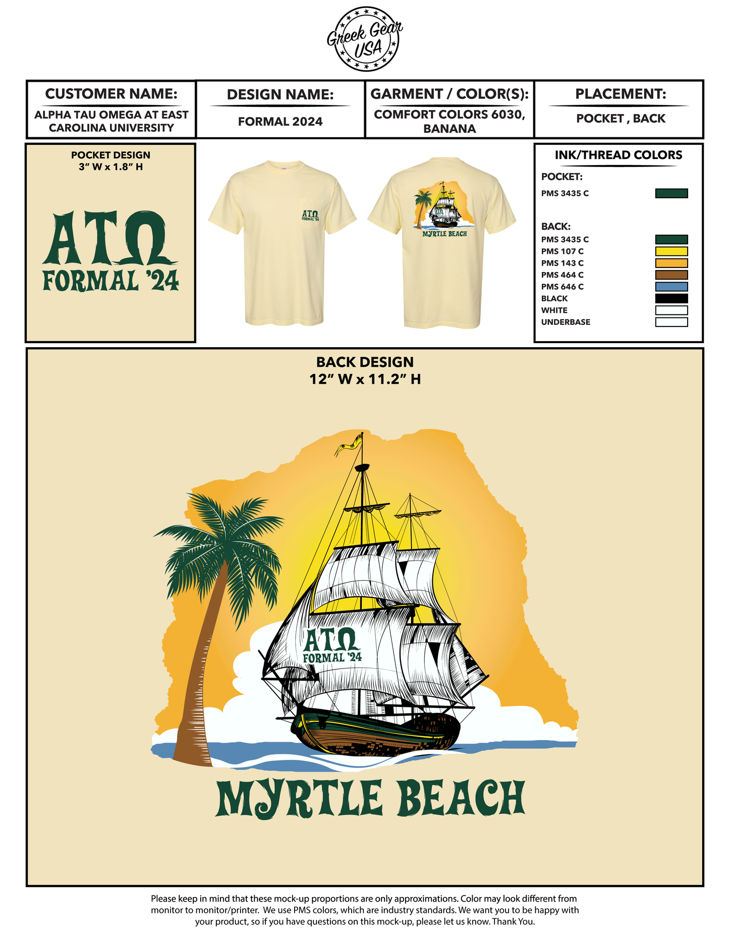 Alpha Tau Omega East Carolina University Myrtle Beach Formal 2024 Tees
