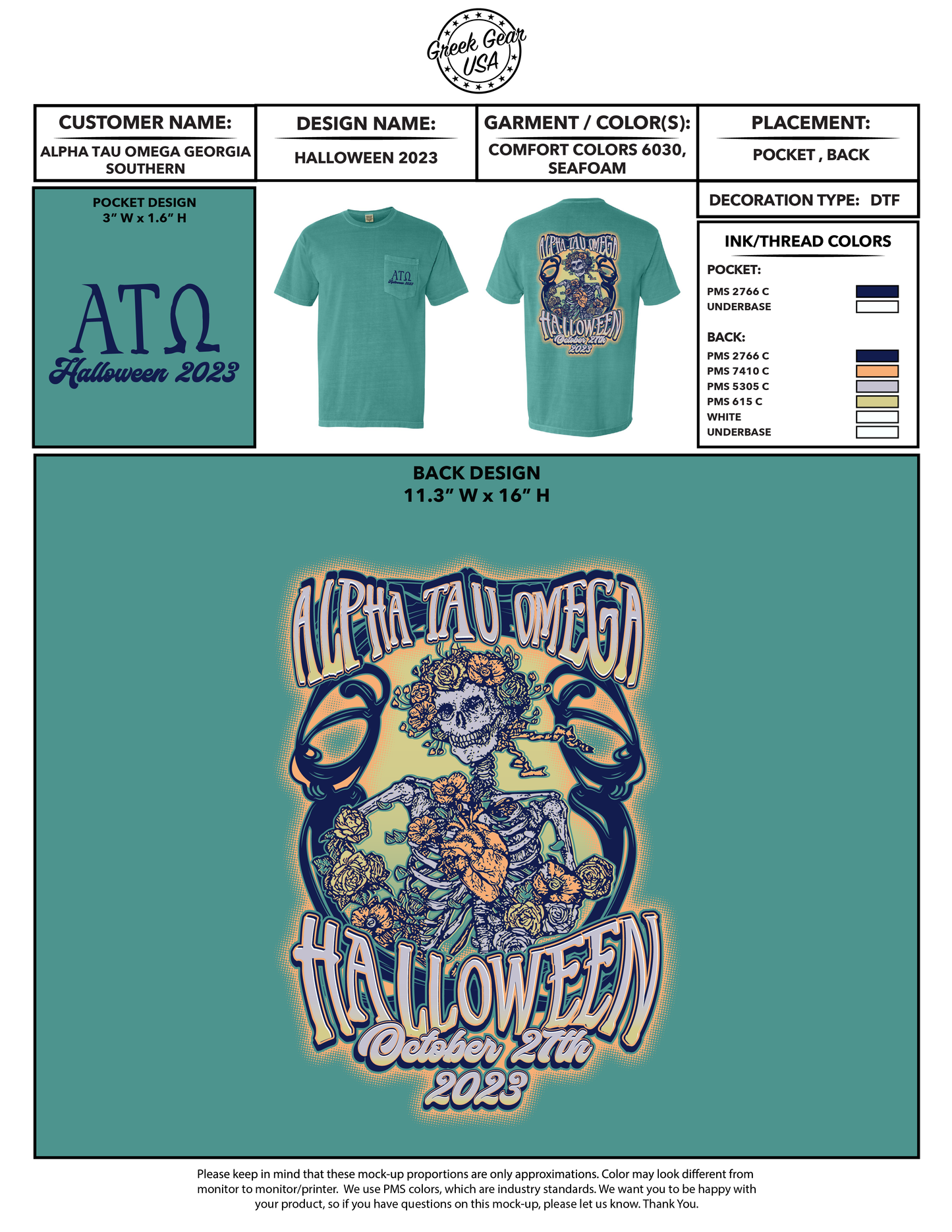 Alpha Tau Omega Georgia Southern Halloween Tees 2023