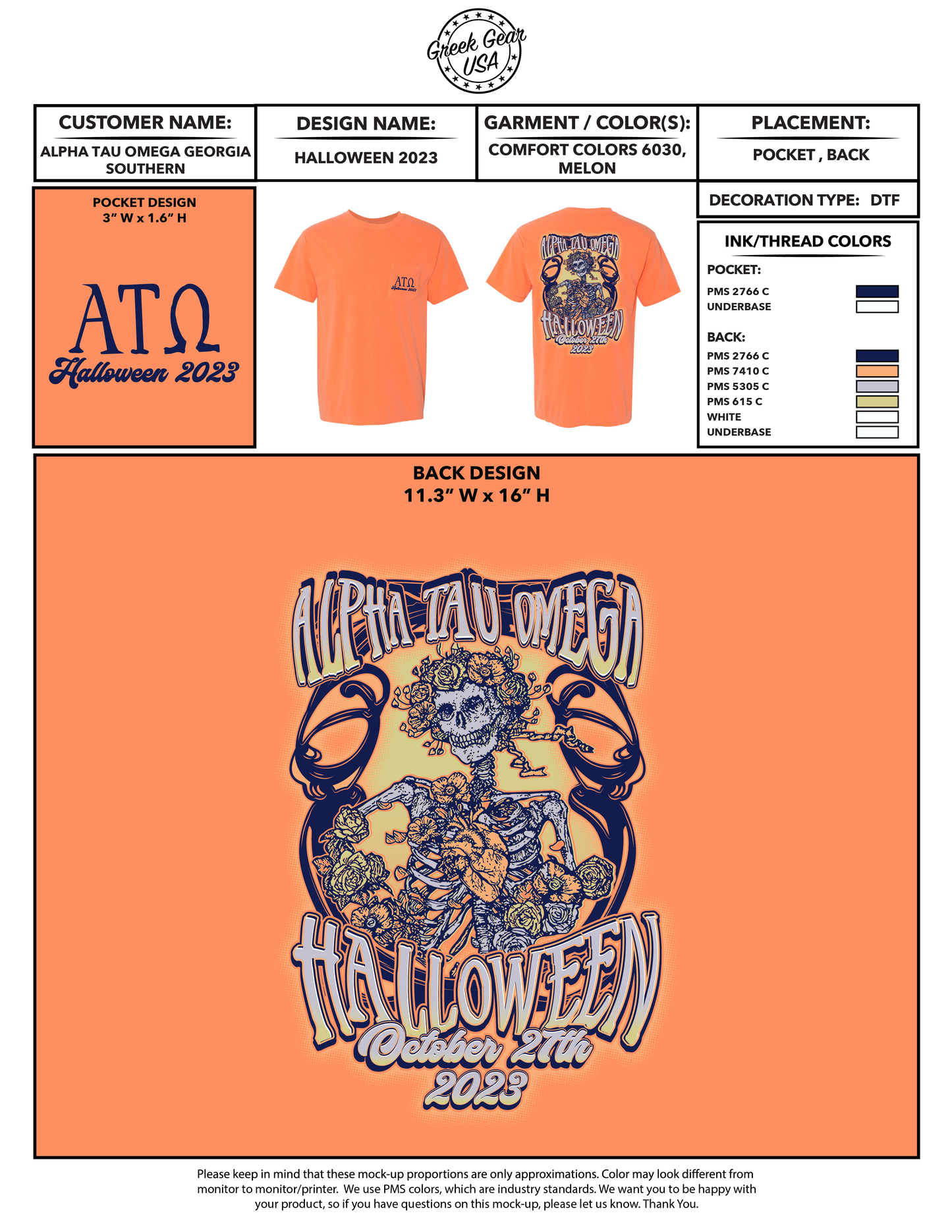 Alpha Tau Omega Georgia Southern Halloween Tees 2023