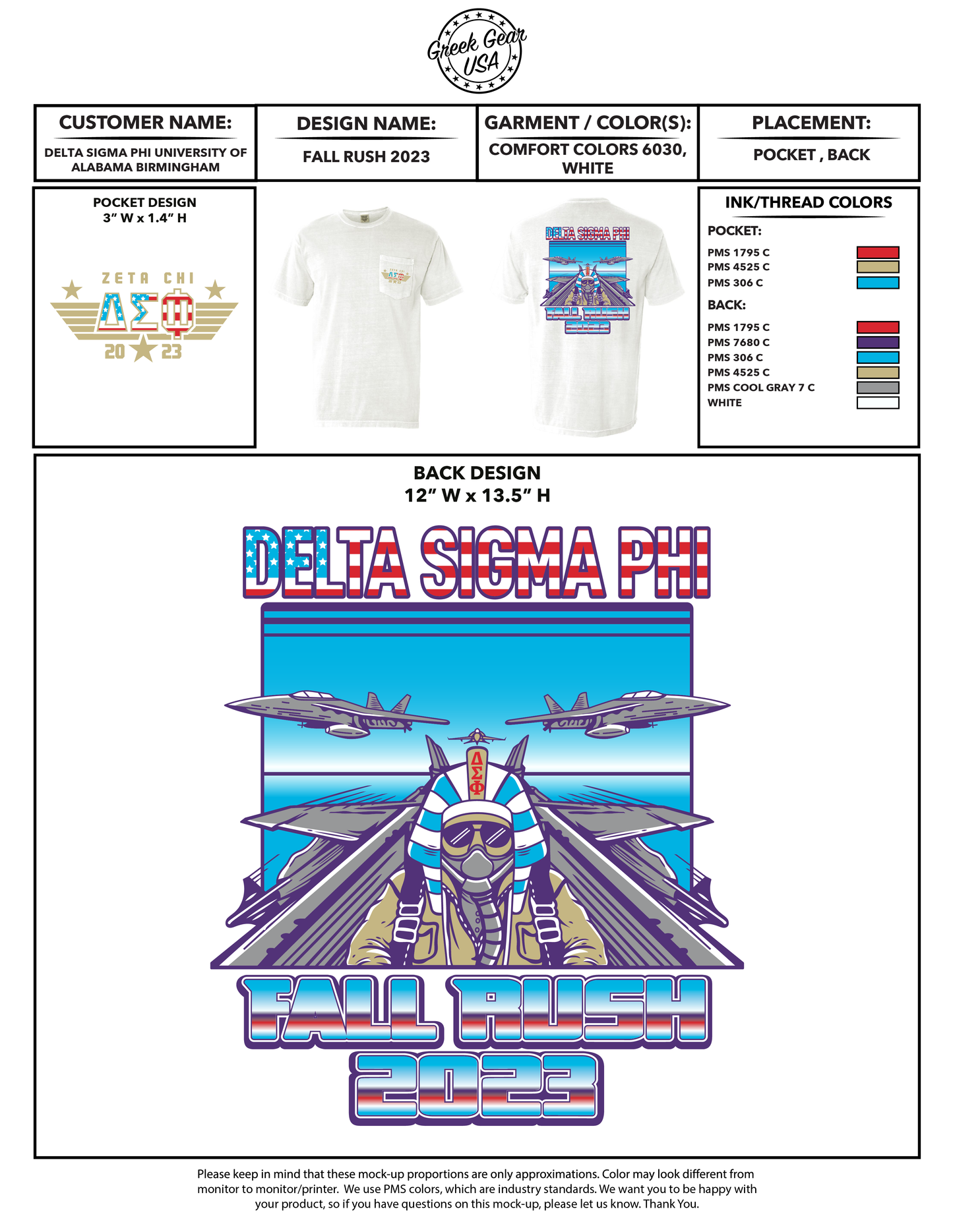 Delta Sigma Phi University of Alabama Birmingham Fall Rush 2023 Tees