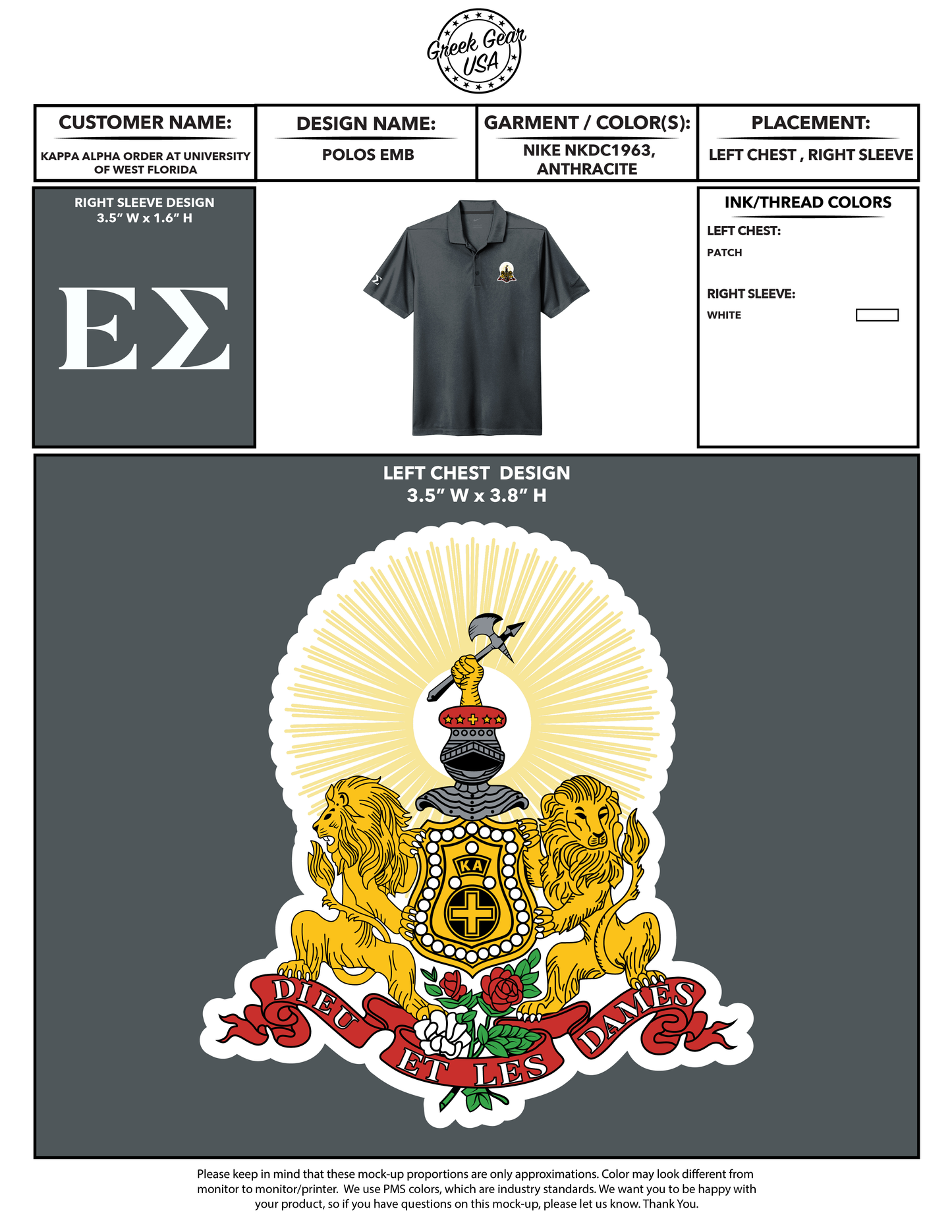 Kappa Alpha Order University of West Florida Polos 2023