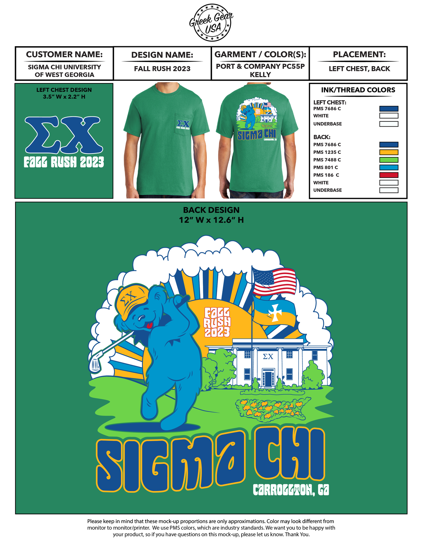 Sigma Chi University of West Georgia Fall Rush 2023 Tees