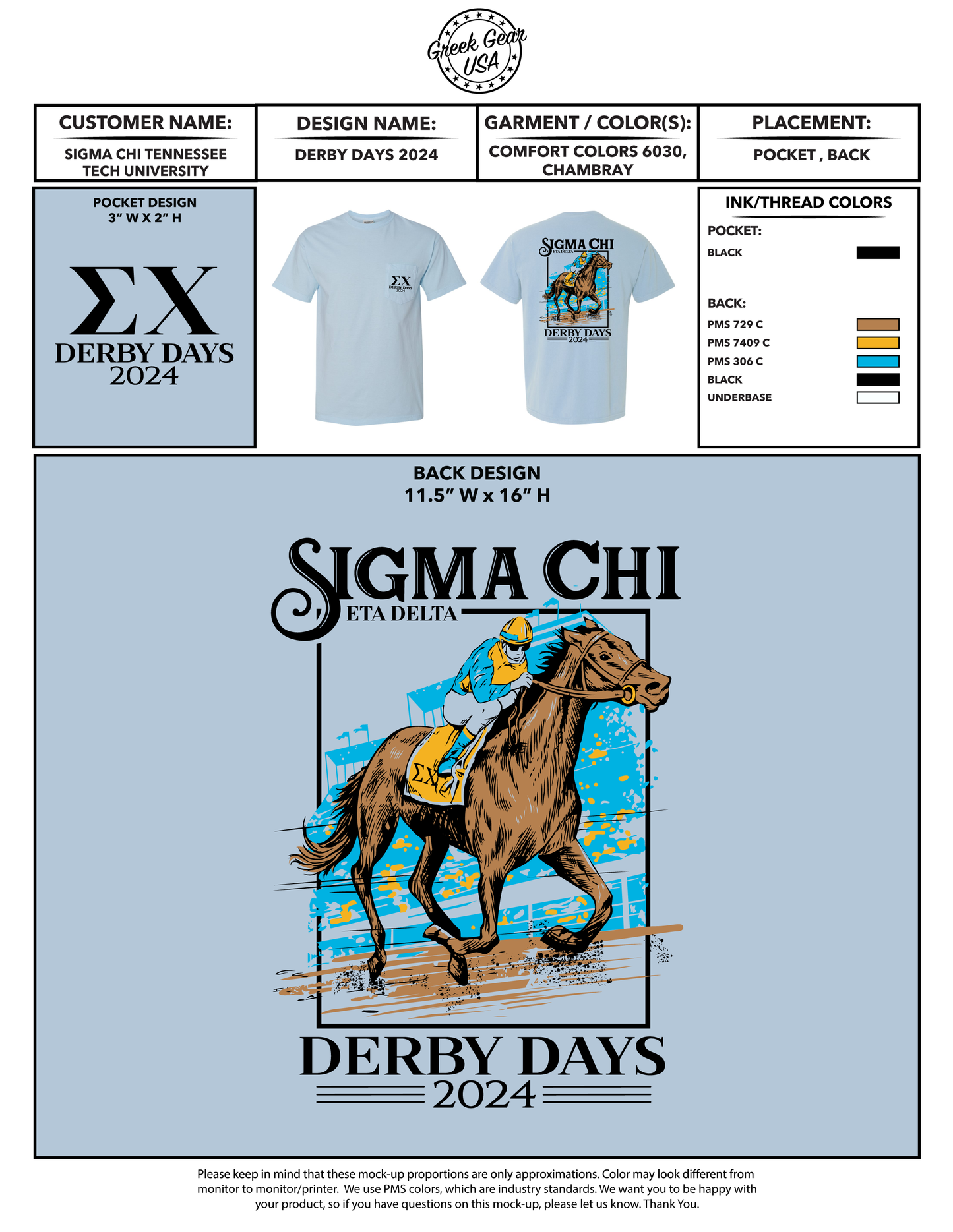 Sigma Chi Tennessee Tech University Derby Days 2024 Tees