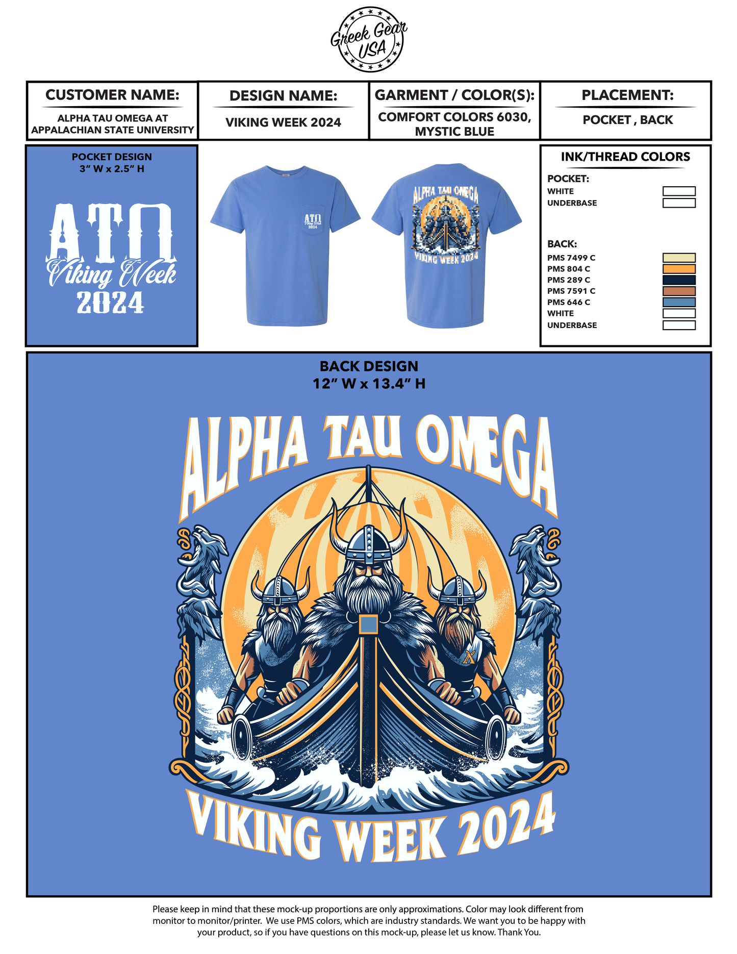 Alpha Tau Omega Appalachian State University Viking Week 2024 Tees