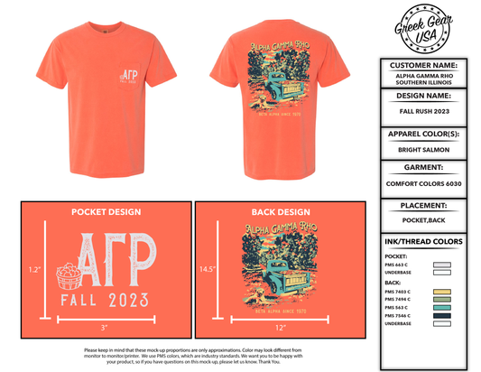 Alpha Gamma Rho Southern Illinois Fall Rush 2023 Tees