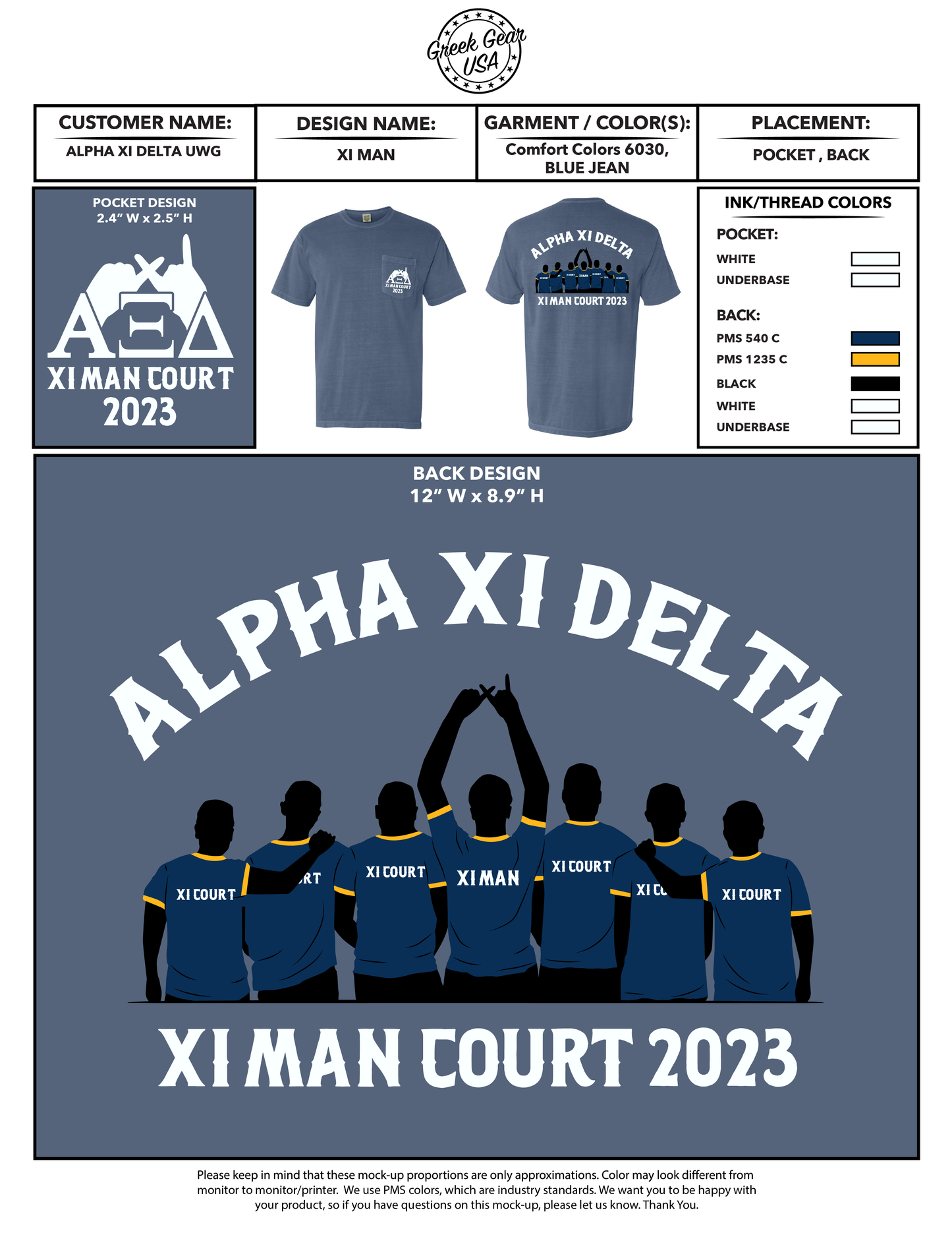 Alpha Xi Delta University of West Georgia Xi Man Tees 2023