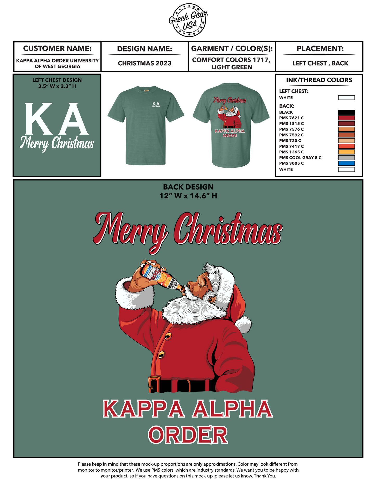 Kappa Alpha Order University of West Georgia Christmas 2023 Tees