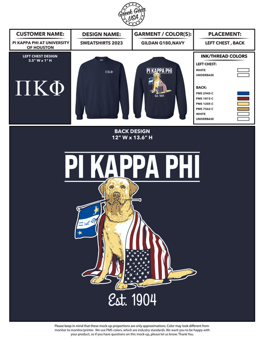 Pi Kappa Phi University of Houston Sweatshirts 2023