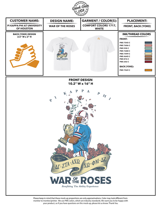 Pi Kappa Phi University of Houston War of Roses 2023 Tees