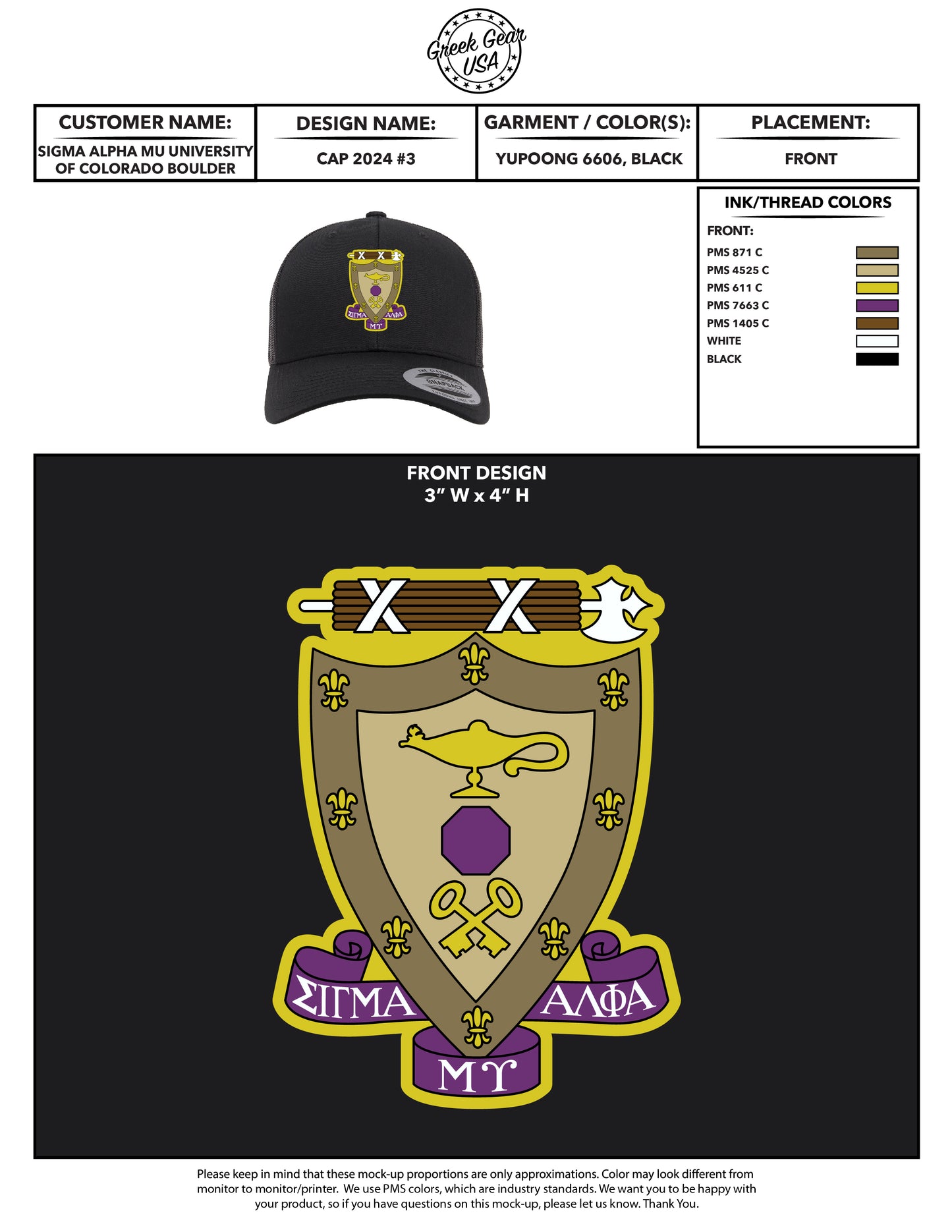 Sigma Alpha Mu University of Colorado Boulder Crest Patch Hats
