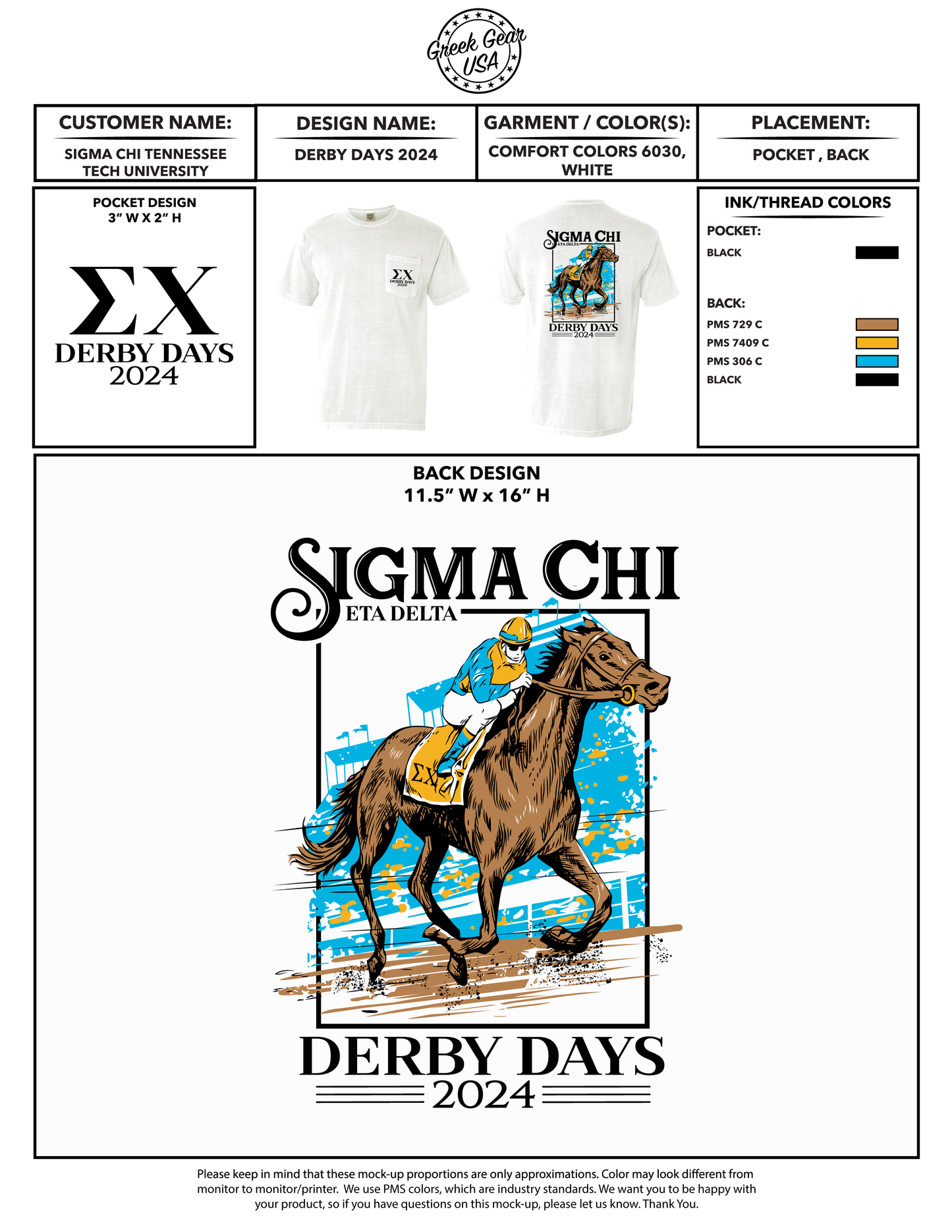 Sigma Chi Tennessee Tech University Derby Days 2024 Tees